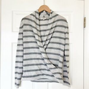 LOFT Gray Striped Women's Wrap Sweater Size S
